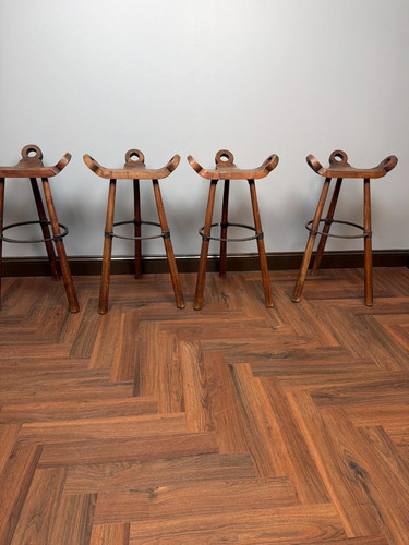 Antique wood iron - antique, stools