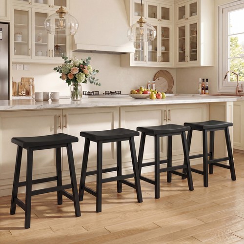 Solid wood saddle bar stools - solid,