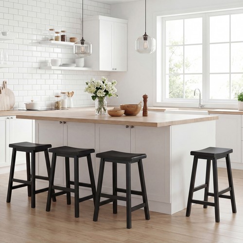 Solid wood saddle bar stools - wood,